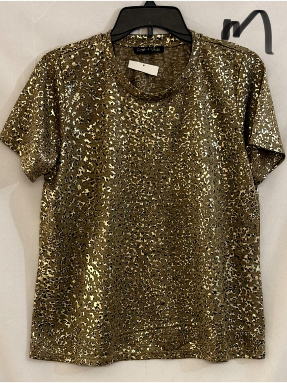 Gold Sequin Leopard Short Sleeve Tee